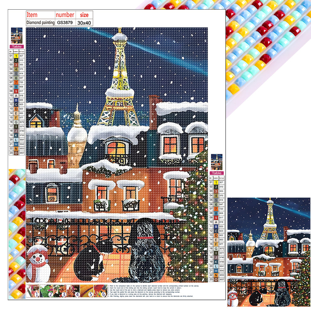 Snow City 30X40CM(Canvas) Full Square Drill Diamond Painting