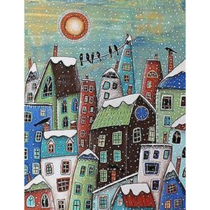 Snow City 30X40CM(Canvas) Full Square Drill Diamond Painting