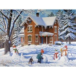 Snow Scene 40X30CM(Canvas) Full Square Drill Diamond Painting