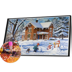 Snow Scene 40X30CM(Canvas) Full Square Drill Diamond Painting