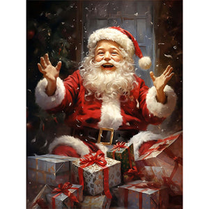 Santa Claus With Gift Box 35X45CM(Canvas) Full AB Round Drill Diamond Painting