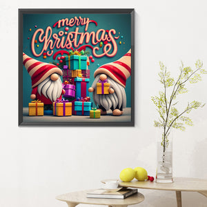 Colorful Christmas Gnome Old Man 30X30CM(Canvas) Full Round Drill Diamond Painting