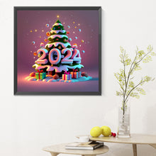 Load image into Gallery viewer, Colorful 2024 Christmas Tree 30X30CM(Canvas) Full Round Drill Diamond Painting
