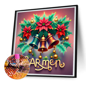 Colorful Christmas Bells And Flowers 30X30CM(Canvas) Full Round Drill Diamond Painting