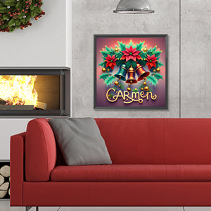 Colorful Christmas Bells And Flowers 30X30CM(Canvas) Full Round Drill Diamond Painting