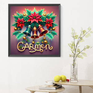 Colorful Christmas Bells And Flowers 30X30CM(Canvas) Full Round Drill Diamond Painting