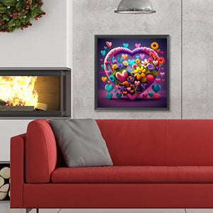 Colorful Love Flowers 30X30CM(Canvas) Full Round Drill Diamond Painting