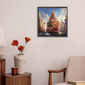 Christmas Street Christmas Tree 30*30CM(Canvas) Full Round Drill Diamond Painting