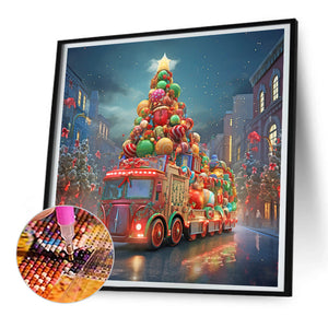 Christmas Street Christmas Tree 30*30CM(Canvas) Full Round Drill Diamond Painting