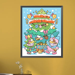 Doll And Christmas Tree 45X55CM(Canvas) Full AB Round Drill Diamond Painting