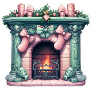 Christmas Fireplace 30X30CM(Canvas) Full Round Drill Diamond Painting