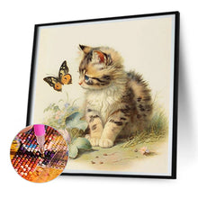 Load image into Gallery viewer, Kitten And Butterfly 30X30CM(Canvas) Full Round Drill Diamond Painting
