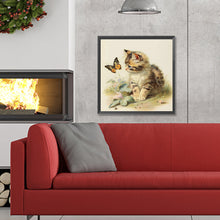 Load image into Gallery viewer, Kitten And Butterfly 30X30CM(Canvas) Full Round Drill Diamond Painting
