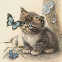 Load image into Gallery viewer, Kitten And Butterfly 30X30CM(Canvas) Full Round Drill Diamond Painting
