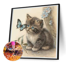 Load image into Gallery viewer, Kitten And Butterfly 30X30CM(Canvas) Full Round Drill Diamond Painting
