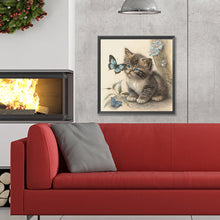 Load image into Gallery viewer, Kitten And Butterfly 30X30CM(Canvas) Full Round Drill Diamond Painting

