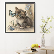 Load image into Gallery viewer, Kitten And Butterfly 30X30CM(Canvas) Full Round Drill Diamond Painting
