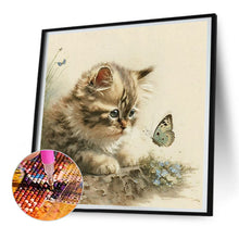 Load image into Gallery viewer, Kitten And Butterfly 30X30CM(Canvas) Full Round Drill Diamond Painting
