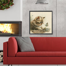 Load image into Gallery viewer, Kitten And Butterfly 30X30CM(Canvas) Full Round Drill Diamond Painting
