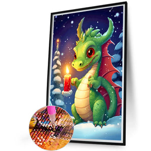 Christmas Candle Cartoon Dragon 40X60CM(Canvas) Full Round Drill Diamond Painting