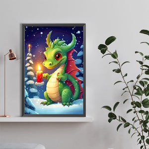 Christmas Candle Cartoon Dragon 40X60CM(Canvas) Full Round Drill Diamond Painting