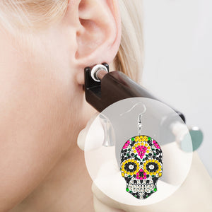 10Pairs Halloween Skull Double Sided Diamond Painting Earrings The Dead Earrings
