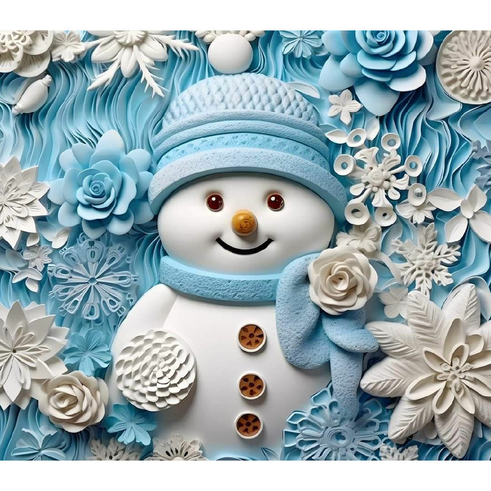 3D Textured Snowman 40X35CM(Canvas) Full Round Drill Diamond Painting