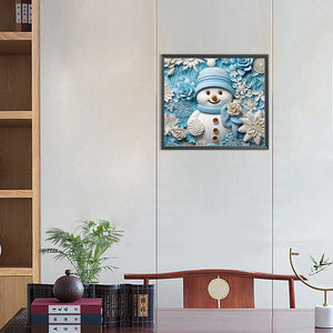 3D Textured Snowman 40X35CM(Canvas) Full Round Drill Diamond Painting