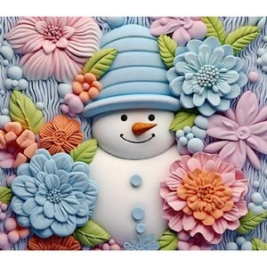 3D Textured Snowman 40X35CM(Canvas) Full Round Drill Diamond Painting