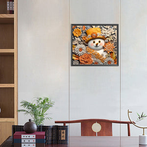 3D Textured Snowman 40X35CM(Canvas) Full Round Drill Diamond Painting