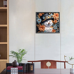 3D Textured Snowman 40X35CM(Canvas) Full Round Drill Diamond Painting