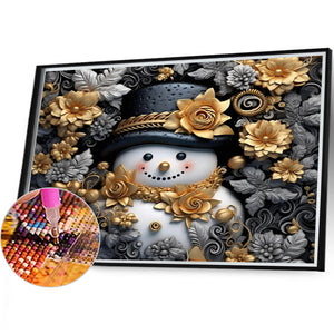 3D Textured Snowman 40X35CM(Canvas) Full Round Drill Diamond Painting