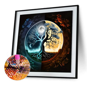 Sun Moon Yin Yang Tree Of Life 30X30CM(Canvas) Full Round Drill Diamond Painting