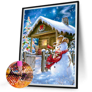 Winter Snowman 30X40CM(Canvas) Full Round Drill Diamond Painting