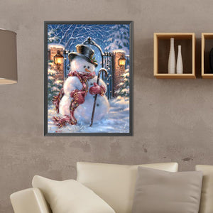 Winter Snowman 30X40CM(Canvas) Full Round Drill Diamond Painting