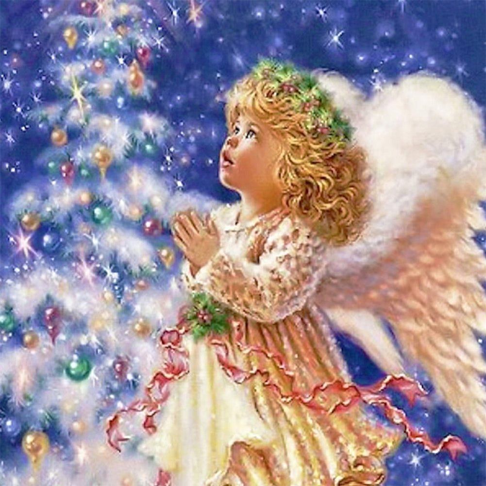 Christmas Angel Kid 30X30CM(Canvas) Full Round Drill Diamond Painting