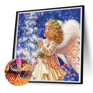 Christmas Angel Kid 30X30CM(Canvas) Full Round Drill Diamond Painting