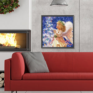 Christmas Angel Kid 30X30CM(Canvas) Full Round Drill Diamond Painting