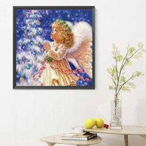 Christmas Angel Kid 30X30CM(Canvas) Full Round Drill Diamond Painting