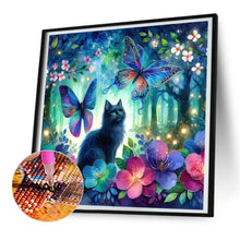 Load image into Gallery viewer, Kitten And Butterfly In The Mysterious Forest 30X30CM(Canvas) Full Round Drill Diamond Painting
