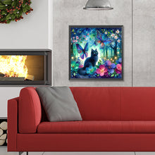 Load image into Gallery viewer, Kitten And Butterfly In The Mysterious Forest 30X30CM(Canvas) Full Round Drill Diamond Painting

