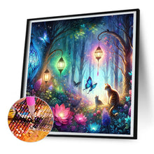 Load image into Gallery viewer, Kitten And Butterfly In The Mysterious Forest 30X30CM(Canvas) Full Round Drill Diamond Painting
