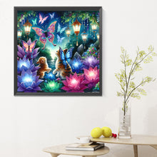 Load image into Gallery viewer, Kitten And Butterfly In The Mysterious Forest 30X30CM(Canvas) Full Round Drill Diamond Painting

