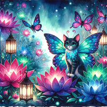 Load image into Gallery viewer, Kitten And Butterfly In The Mysterious Forest 30X30CM(Canvas) Full Round Drill Diamond Painting
