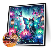 Load image into Gallery viewer, Kitten And Butterfly In The Mysterious Forest 30X30CM(Canvas) Full Round Drill Diamond Painting
