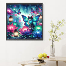 Load image into Gallery viewer, Kitten And Butterfly In The Mysterious Forest 30X30CM(Canvas) Full Round Drill Diamond Painting
