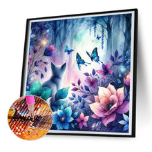 Load image into Gallery viewer, Kitten And Butterfly In The Mysterious Forest 30X30CM(Canvas) Full Round Drill Diamond Painting
