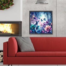 Load image into Gallery viewer, Kitten And Butterfly In The Mysterious Forest 30X30CM(Canvas) Full Round Drill Diamond Painting
