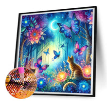 Load image into Gallery viewer, Kitten And Butterfly In The Mysterious Forest 30X30CM(Canvas) Full Round Drill Diamond Painting
