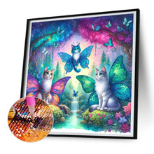 Load image into Gallery viewer, Kitten And Butterfly In The Mysterious Forest 30X30CM(Canvas) Full Round Drill Diamond Painting
